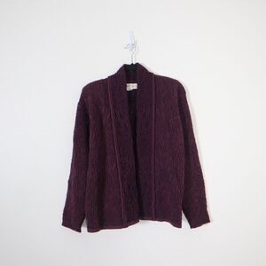 Chris Triola Size P 100% Cotton Purple Knit Sweater Jacket One of A Kind